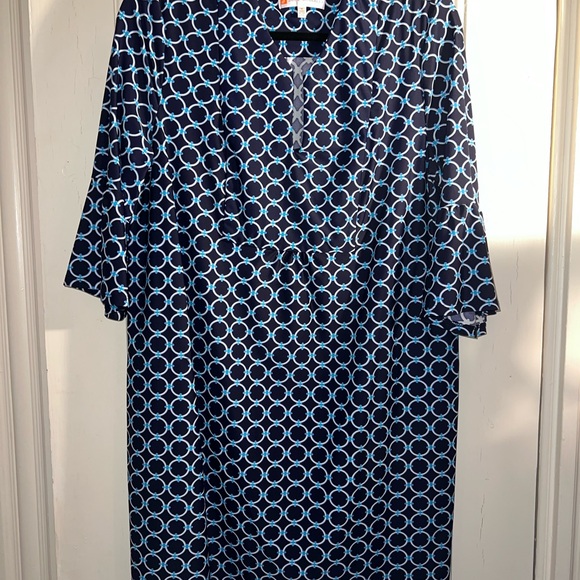 Jude Connally Dress size M, Kerry cut, navy circle geo print - Picture 2 of 4